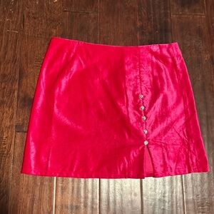 Nasty Gal mini skirt hot pink textured velvet like fabric sparkle buttons slit